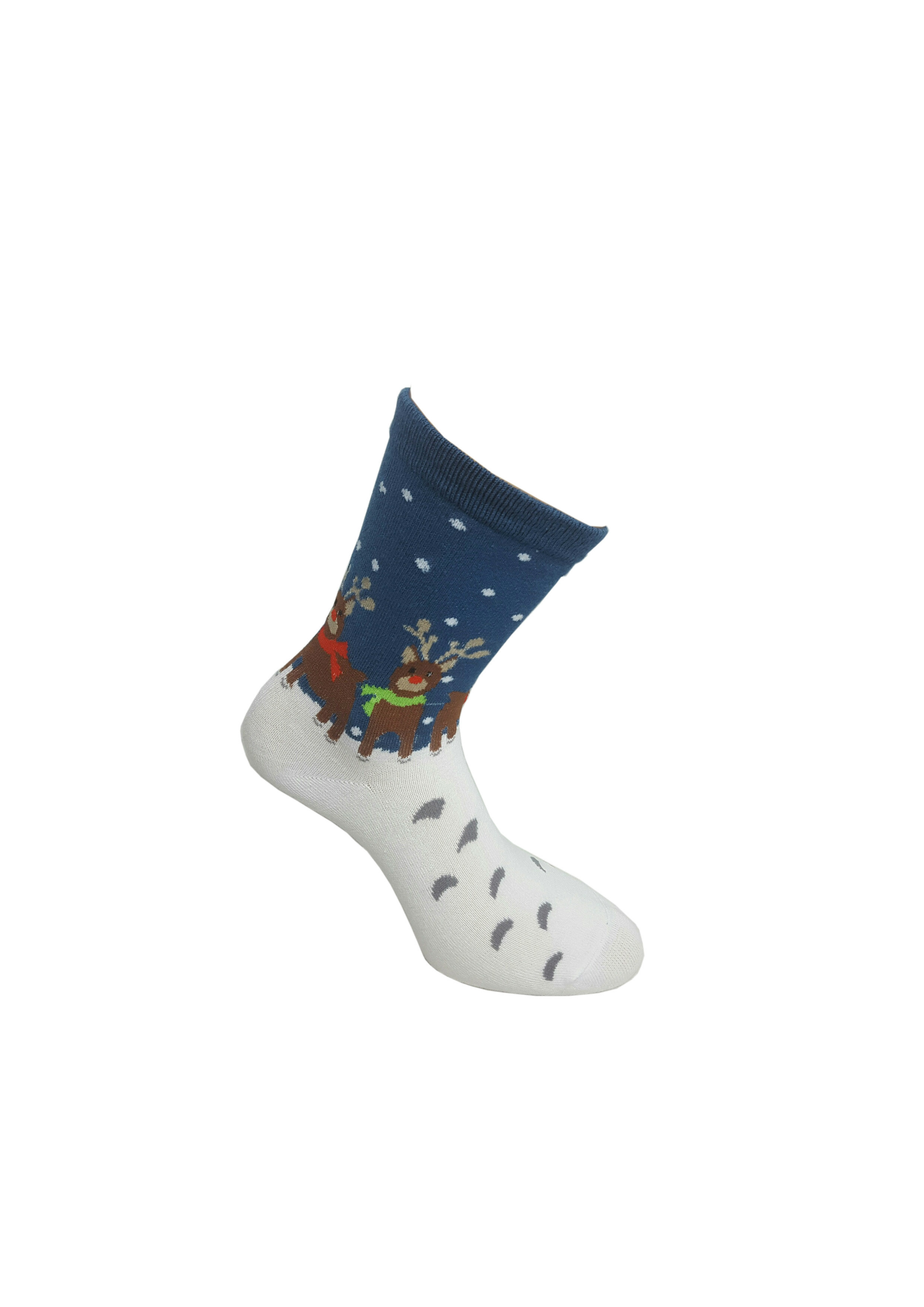 Kerstsokken rendieren blauw