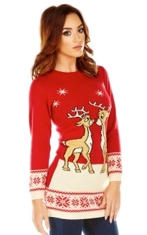 Kersttrui jurk rood dames