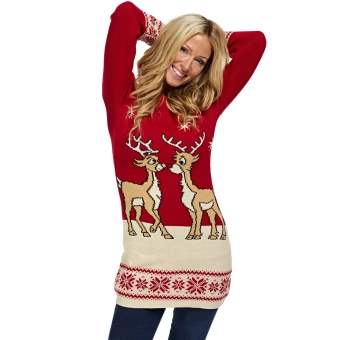 Kersttrui jurk rood
