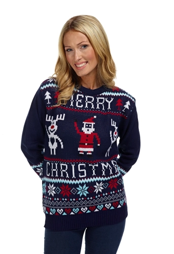 Donkerblauwe kersttrui dames