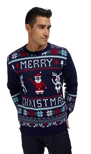 Kersttrui donkerblauw heren