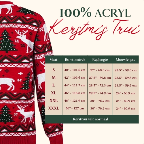 Maattabel kersttruien