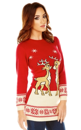 Kersttrui jurk rood dames