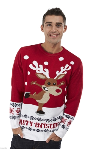 Kersttrui Rendier op Schaatsen