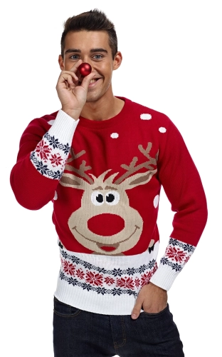 Foute kersttrui rendier Rudolph heren
